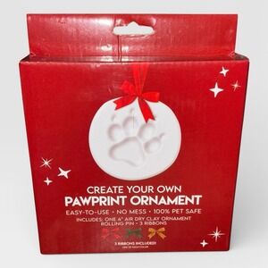 NIB Create Your Own Pawprint Ornament Kit DIY Christmas Pet Keepsake Dog Cat NEW